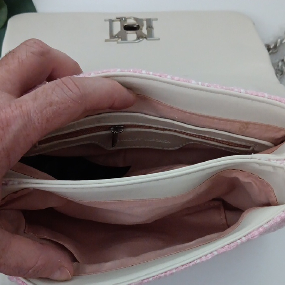 Badgley Mischka Pink Tweed Shoulder Bag - Picture 7 of 9